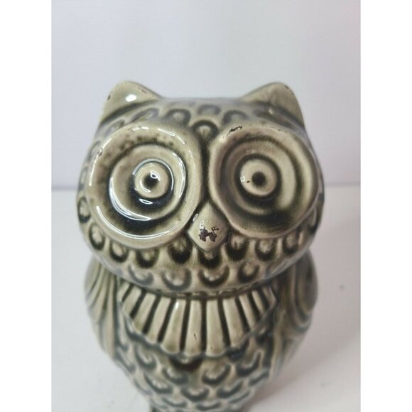 𝅺CERAMIC Owl Figurine Brown Contemporary 9.2" Tall - Picture 2 of 5